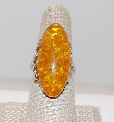Size 8¼ "Jurassic Amber" Styled Large "Gel" Oval Ring (7.0g)
