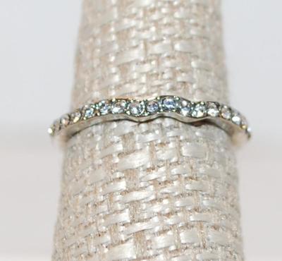 Size 7 Half-Styled Eternity Ring with all Clear Stones (1.8g)