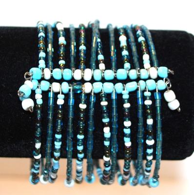 12 Beaded Bands Open Bracelet 2½ Diameter