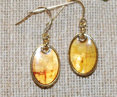 Amber Styled Necklace (16" L) and Matching Hoop Earrings Set
