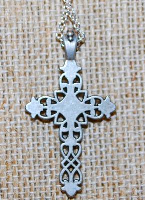 Silver Spheres & Black Twisted Cross PENDANT (1½