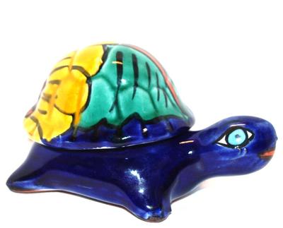 Very Colorful Handcrafted Tortoise Jewelry Trinket Box