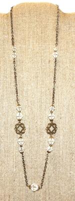 Vintage Style Acrylic Rhombus Beads on a Gold Tone Necklace Chain 28