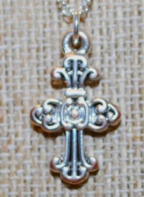 Anchor Bottom Silver Tone Cross PENDANT (1