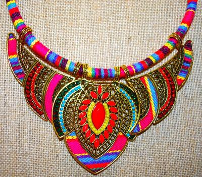 Gorgeous Colorful Tribal Style Necklace Size: 12