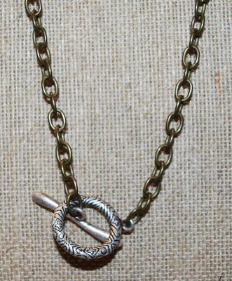 Bronze Style Colored Large Link Single Chain with Impressive Toggle Clasp 30" L