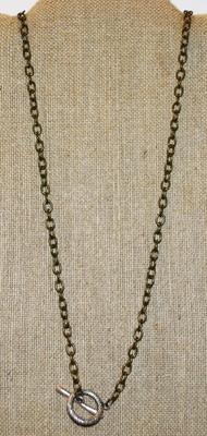 Bronze Style Colored Large Link Single Chain with Impressive Toggle Clasp 30" L
