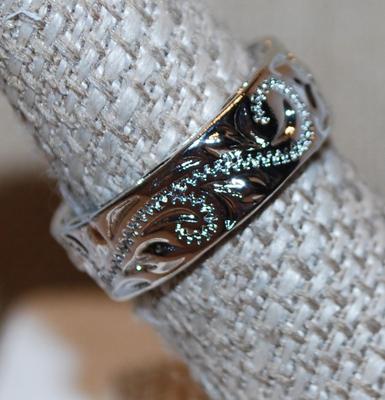 Size 7¾ All Silver Tone "Branches & Roots" Ring (6.6g)