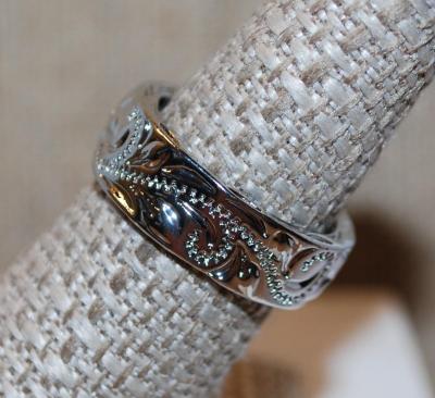 Size 7¾ All Silver Tone "Branches & Roots" Ring (6.6g)