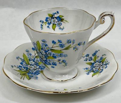 Tea Cup and Saucer blue flowers by Royal Staffordshire