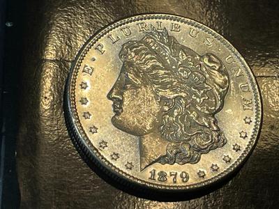 1879-S BU CONDITION PROOF LIKE MORGAN SILVER DOLLAR AS PICTURED.