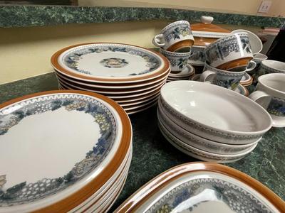 Vintage Goebel Country Burgund China Set, Service for Eight