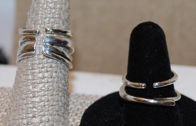 Size 7½-8¼ Assortment of 4 Silver Tone Rings with OPEN BANDS
