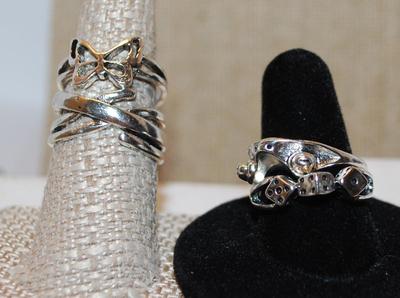 Size 7½-8¼ Assortment of 4 Silver Tone Rings with OPEN BANDS