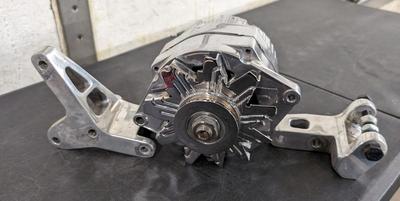 SBC-BBC Chevy GMC Chrome Alternator and Mounts