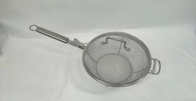 Stainless Steel Mesh Serving Tray and Fry Basket with Handle