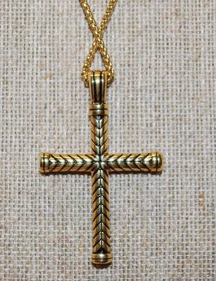 Cremation Ashes Memorial Gold Tone Cross PENDANT (2