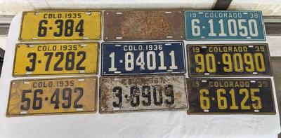 1935-1939 Colorado License Plates