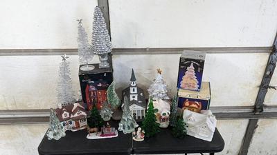 Christmas Trees and Village Pieces