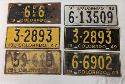 1946-1949 Colorado License Plates