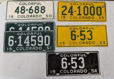 1950-1954 Colorado License Plates