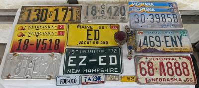 1928 Oklahoma Ford License Plate w/ Varied State Plates