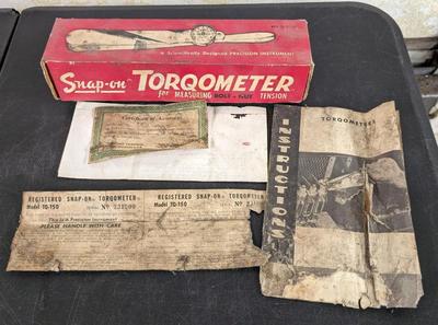 Vintage Snap On Torqometer w/ Paperwork