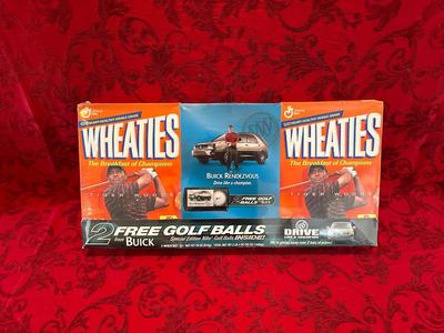 SEALED TIGER WOODS 2002 WHEATIES BUICK PROMO BOXES WITH GOLF BALLS - FACTORY SEALED