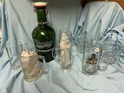 Assorted Glass Beer Steins and Collectible Glasses