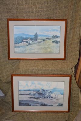 Set of 2 Framed & Matted Vintage Linda Patrick Double Signed Prints