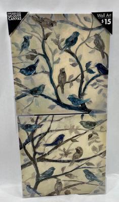 Wall Decor -2 individually mounted artwork pieces with birds and tree branches