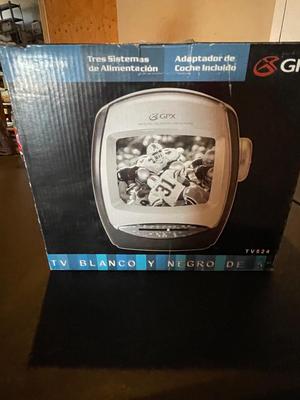 NEW IN BOX GPX 5” BLACK AND WHITE TV W/AM-FM RADIO & HEADPHONE JACK