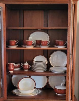 NORITAKE IVORY AND SIENNA 7 PLACE SETTING WITH EXTRAS