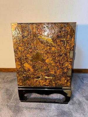 KOREAN LACQUERED END TABLE WITH 2 DRAWERS AND 2 DOOR CABINET