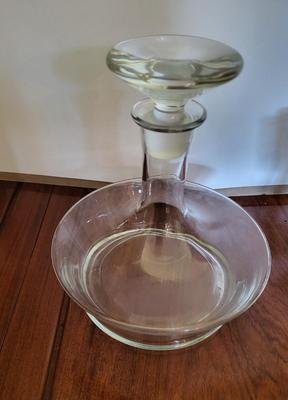 6 WATERFORD LISMORE SMALL WINE GLASSES AND A BEAUTIFUL GLASS DECANTER
