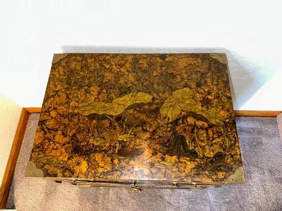 KOREAN LACQUERED END TABLE WITH 2 DRAWERS AND 2 DOOR CABINET