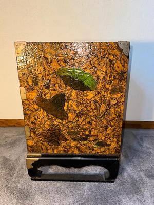 KOREAN LACQUERED END TABLE WITH 2 DRAWERS AND 2 DOOR CABINET