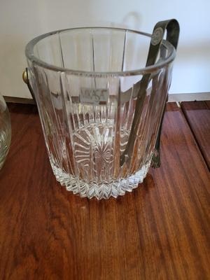 GLASS DECANTER, ICE BUCKET AND VOTIVE CANDLE HOLDER