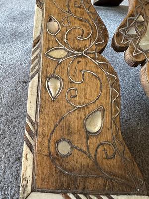 HOLY QURAN STAND WITH INLAID MOTHER OF PEARL AND A WICKER CHEST WITH BRASS HARDWARE