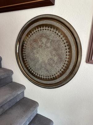 LARGE ORNATE ASIAN BRASS TRAY