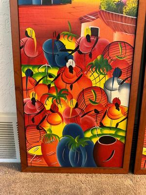2 COLORFUL PAINTINGS BY LUIS
