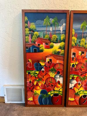 2 COLORFUL PAINTINGS BY LUIS