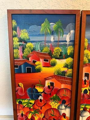2 COLORFUL PAINTINGS BY LUIS