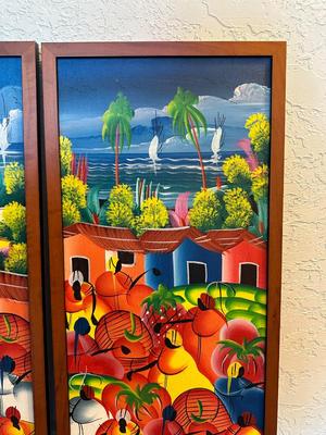 2 COLORFUL PAINTINGS BY LUIS