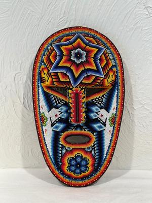 BEADED HUICHOL MASK BY HONORIO VILLA LOPEZ