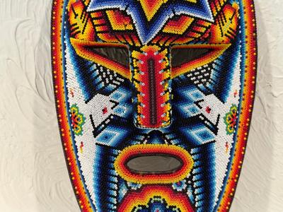 BEADED HUICHOL MASK BY HONORIO VILLA LOPEZ