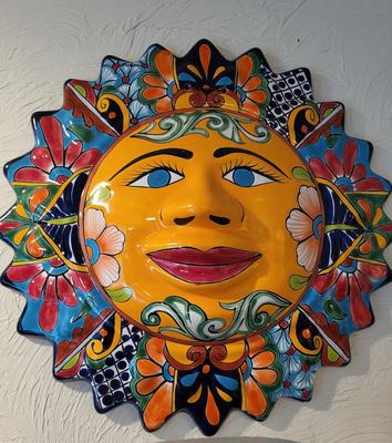 LARGE COLORFUL CLAY SUN