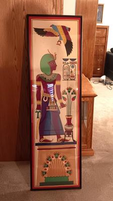 VINTAGE EGYPTIAN HAND STITCHED CLOTH TAPESTRY