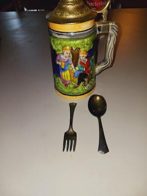 SCHLOSS LEMBECK STEIN AND CHILD'S SILVER PLATE FORK AND SPOON