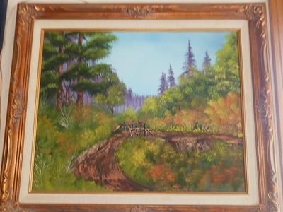 OIL ON CANVAS IN A BEAUTIFUL FRAME AND OIL ON A MIRROR BY G CLEMONS